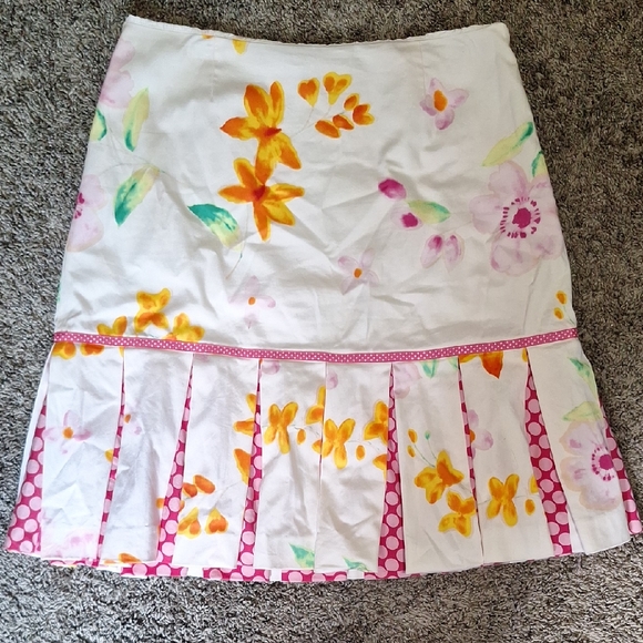 Acorn Dresses & Skirts - Acorn Lined Pink/White Pleated Mini Skirt Resort Wear-10-Floral Butterflies